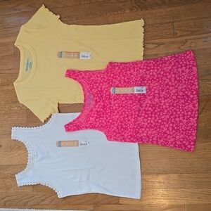 THEREABOUTS BRAND GIRLS PINK. WHITE, & YELLOW SUMMER TOPS SIZE MEDIUM 10-12